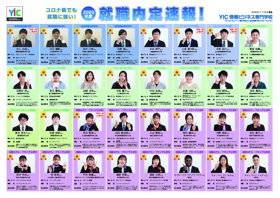 表 100 Yic情報ビジネス専門学校